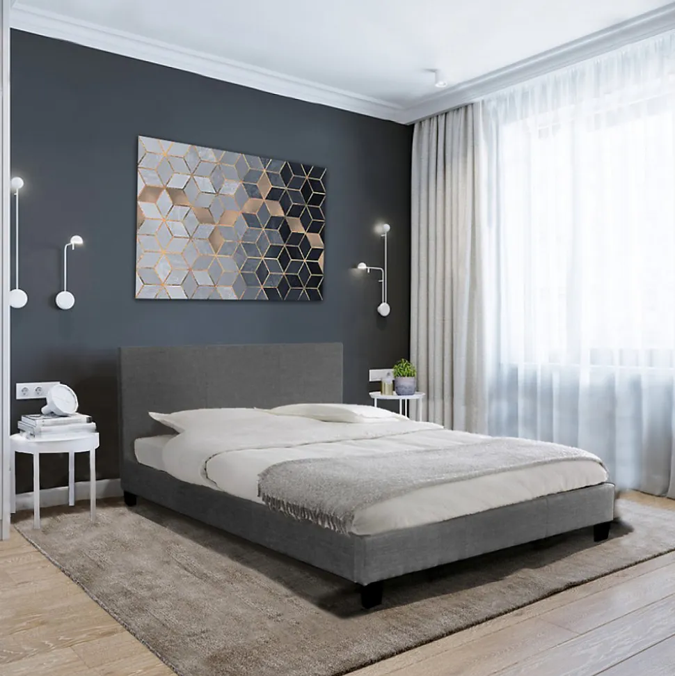 Ensemble Matelas + Lit 140x190 DUBLIN / Gris foncé