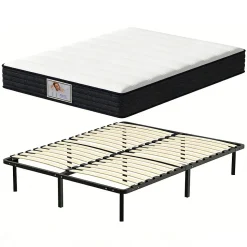 Ensemble Matelas à ressorts +Sommier à Lattes sur Pieds, 160x200cm, Epaisseur du Matelas 22cm