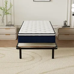 Ensemble Matelas à ressorts +Sommier à Lattes sur Pieds, 90x190cm, Epaisseur du Matelas 25cm