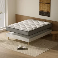 Ensemble Matelas à ressorts+ Lit Sommier Tapissier Déco 140x190cm, Epaisseur du Matelas 20cm