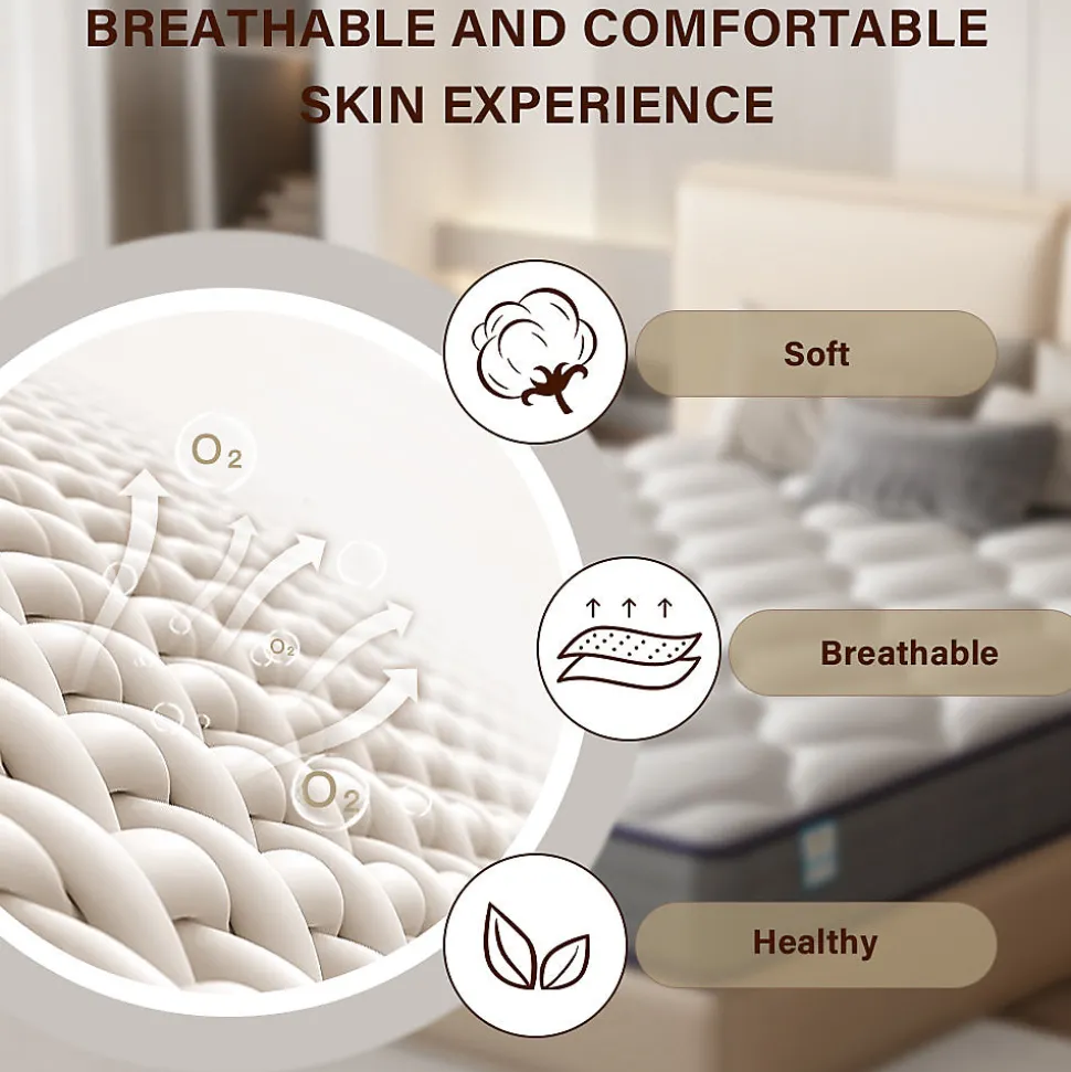 Ensemble Matelas à ressorts+ Lit Sommier Tapissier Déco 160x200cm, Epaisseur du Matelas 20cm