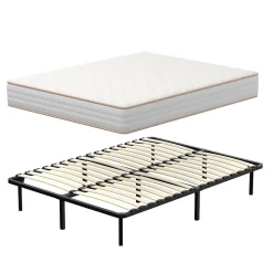 Ensemble Matelas en mousse + Sommier à Lattes 160x200cm, Epaisseur du Matelas 18 cm