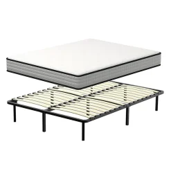 Ensemble Matelas en mousse + Sommier à Lattes 140x190cm, Epaisseur du Matelas 22cm