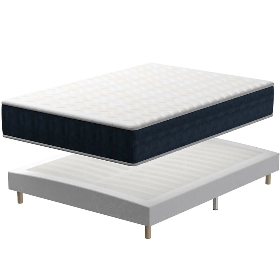 Ensemble Matelas en Mousse 160x200 cm+Sommier tapissier volige,9 Pieds Inclus,ensemble matelas et sommier