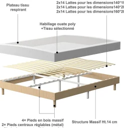 Ensemble Matelas en Mousse 160x200 cm+Sommier tapissier volige,9 Pieds Inclus,ensemble matelas et sommier