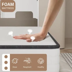 Ensemble Matelas en mousse + Sommier à Lattes 160x200cm, Epaisseur du Matelas 22cm