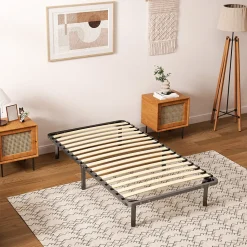 Ensemble Matelas en mousse + Sommier à Lattes 90x190cm, Epaisseur du Matelas 18 cm