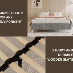 Ensemble Matelas en mousse + Cadre de lit Plateforme Capitonné 160x200cm, Epaisseur du Matelas 18cm