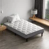 Ensemble Matelas et Sommier 90x190cm,Matelas à Ressorts ensachés et Robuste Cadre de lit en Fer avec 6 Pieds, Matelas épaisseur