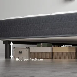 Ensemble Matelas et Sommier 90x190cm,Matelas à Ressorts ensachés et Robuste Cadre de lit en Fer avec 6 Pieds, Matelas épaisseur