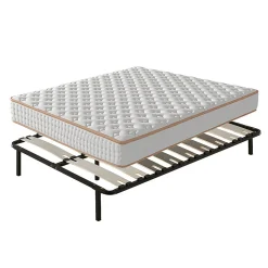 Ensemble matelas mousse + sommier à lattes 160x200 cm, épaisseur du matelas 18 cm, cadre de lit avec pieds