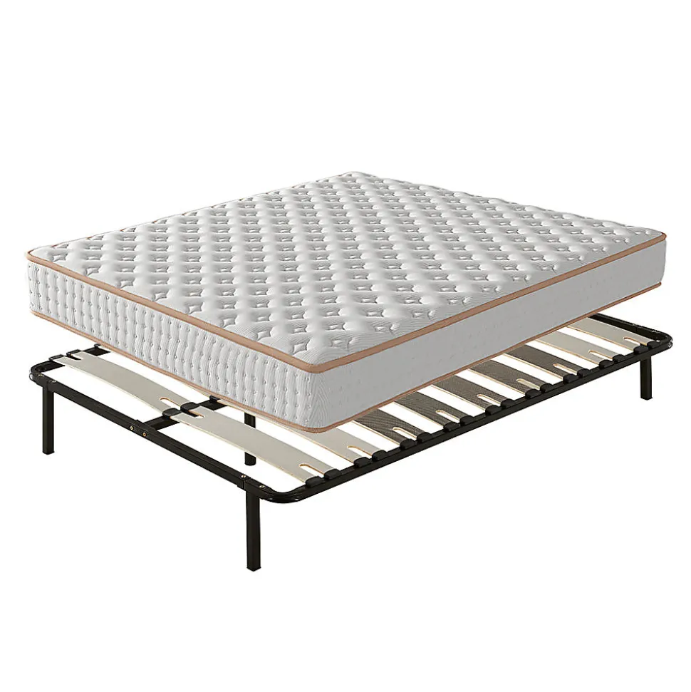 Ensemble matelas mousse + sommier à lattes 160x200 cm, épaisseur du matelas 18 cm, cadre de lit avec pieds