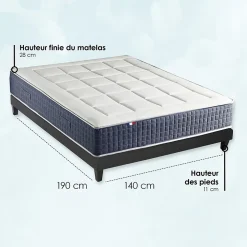 Ensemble matelas ressort 7 zones et mémoire forme sommier 140x190