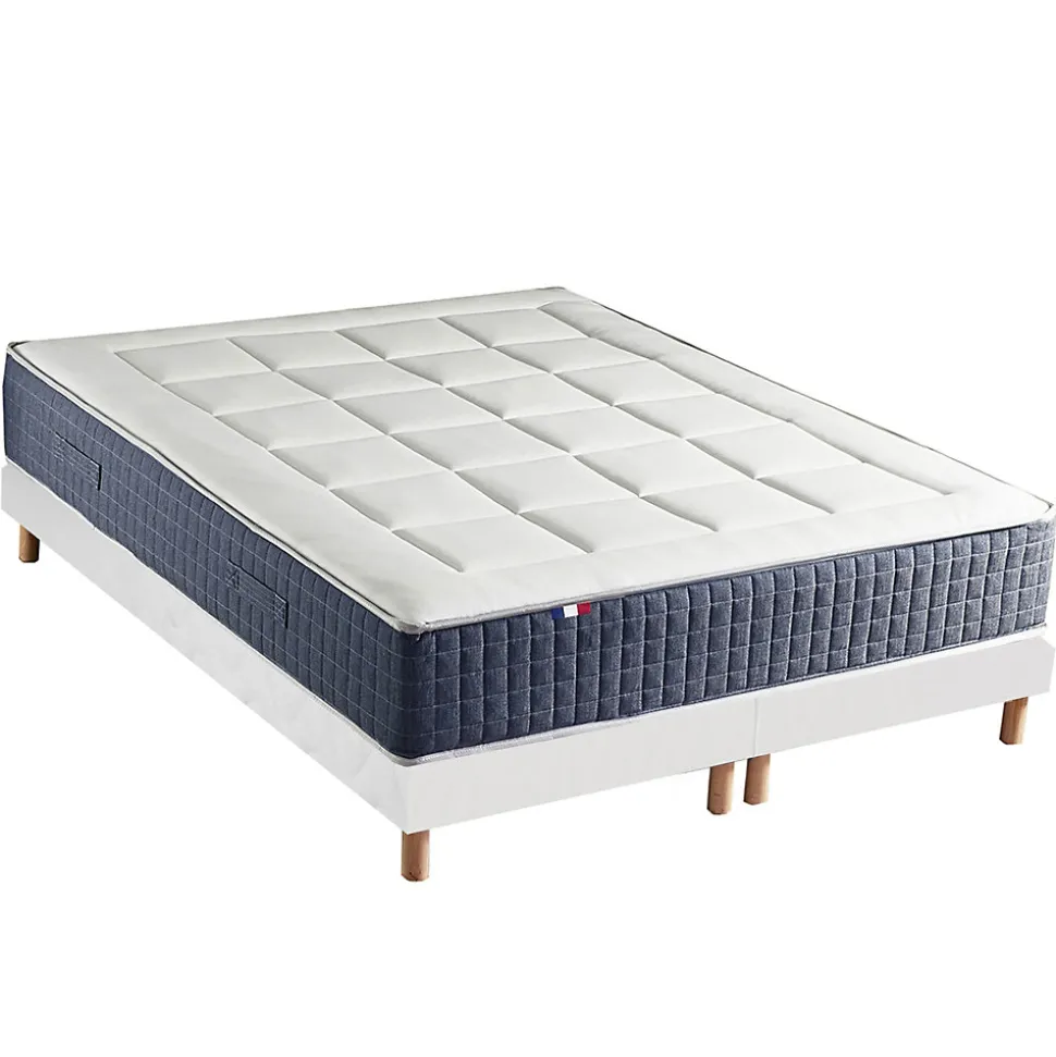 Ensemble matelas ressort 7 zones et mémoire forme sommier 2x80x200