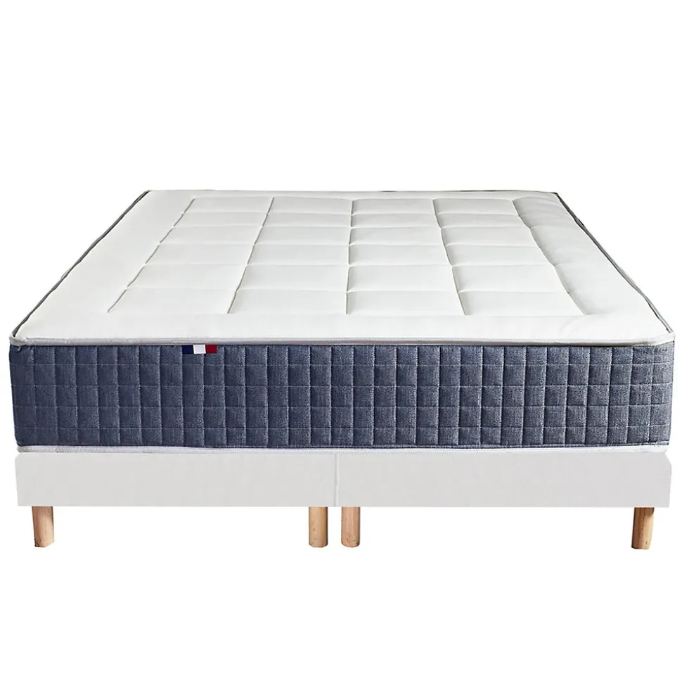 Ensemble matelas ressort 7 zones et mémoire forme sommier 2x80x200