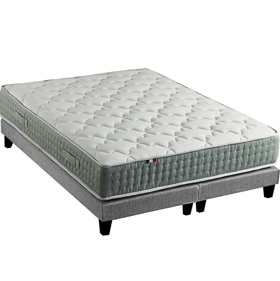 Ensemble matelas ressort 7 zones face hiver/eté différente 2x80x200