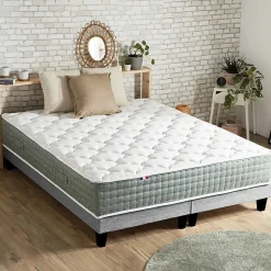 Ensemble matelas ressort 7 zones face hiver/eté différente 2x80x200