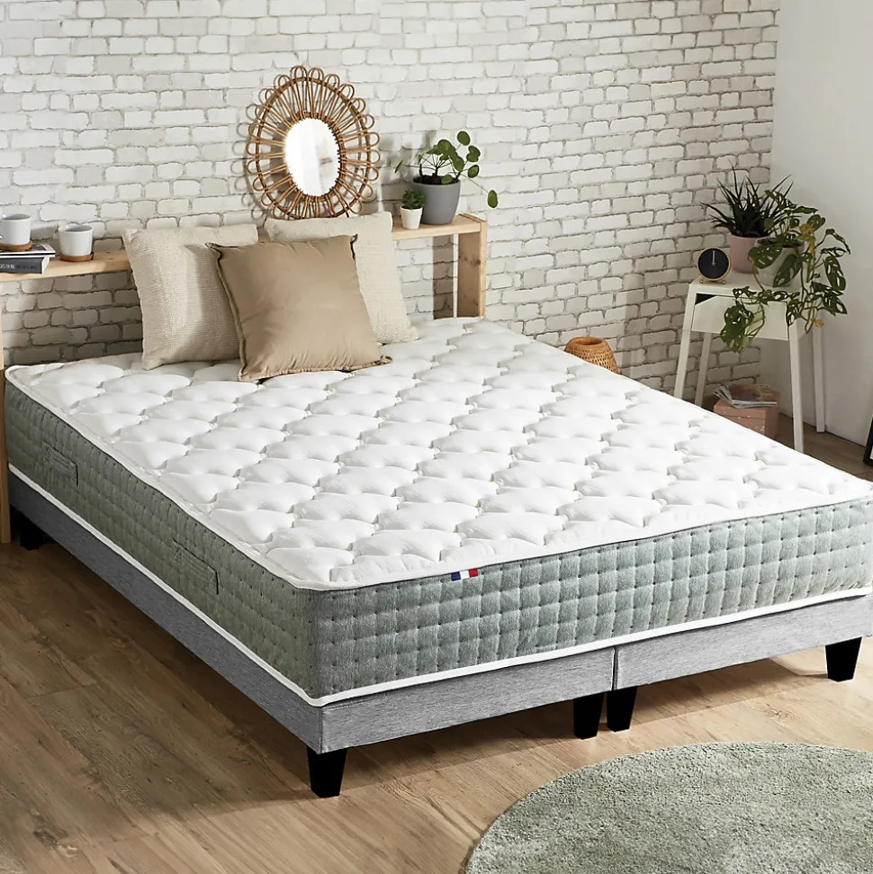 Ensemble matelas ressort 7 zones face hiver/eté différente 2x80x200