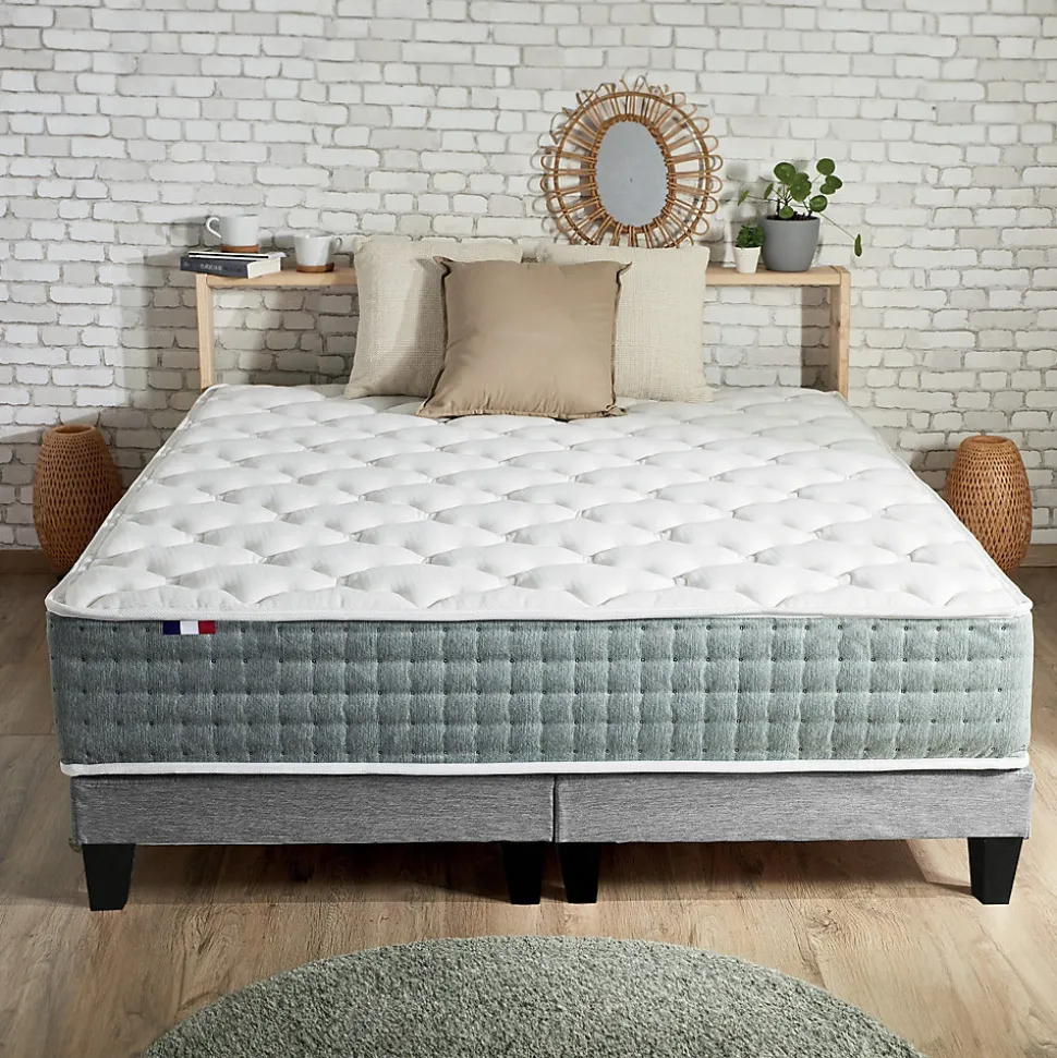 Ensemble matelas ressort 7 zones face hiver/eté différente 2x80x200