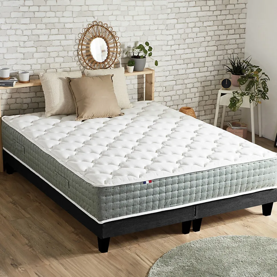 Ensemble matelas ressort 7 zones face hiver/eté différente 2x90x200