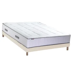 Ensemble matelas ressorts 7 zones PALACIO + sommier en kit beige lattes flexibles 140x200