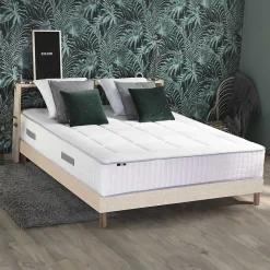 Ensemble matelas ressorts 7 zones PALACIO + sommier en kit beige lattes flexibles 160x200