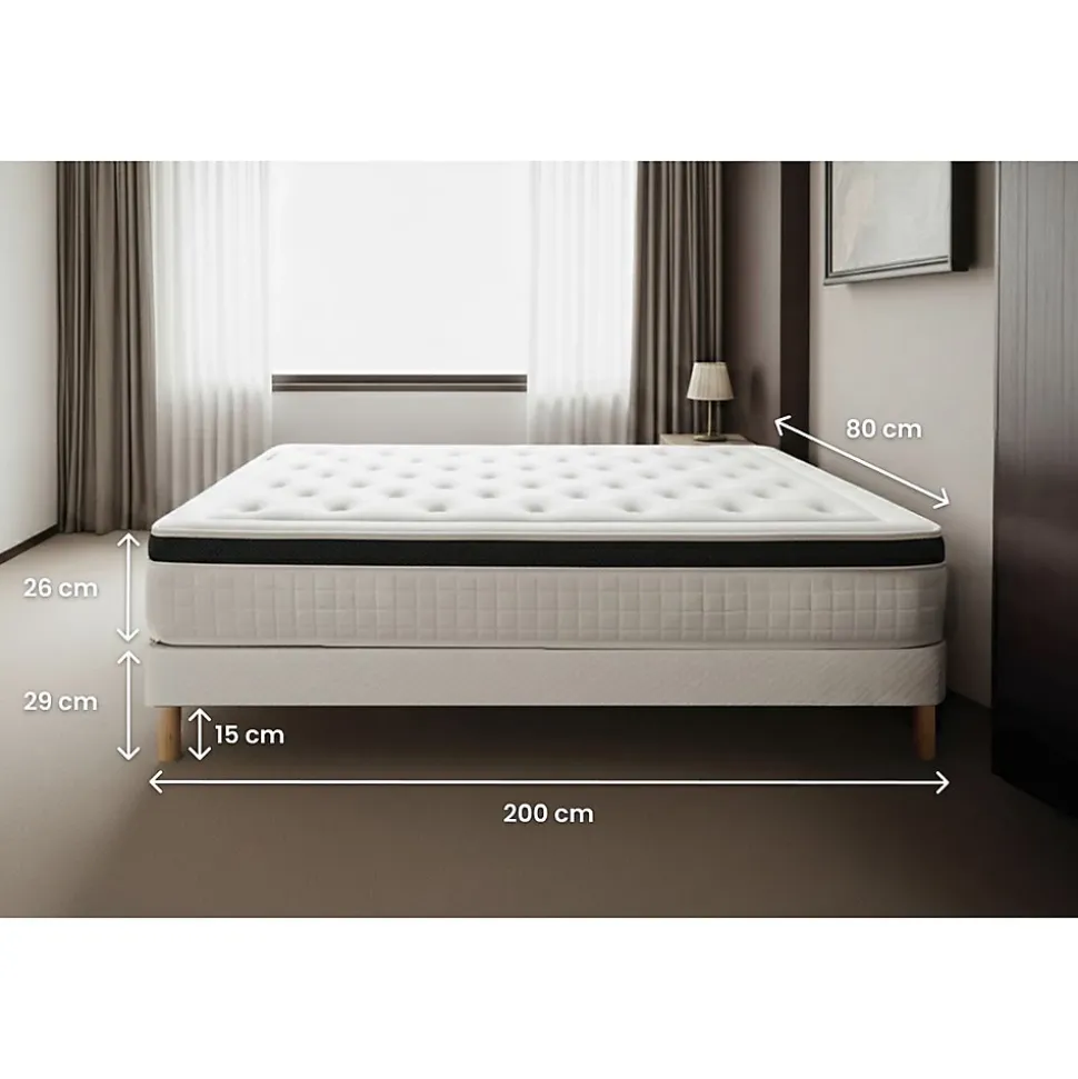 Ensemble Mémoire de forme de confort Equilibré avec sommier kit