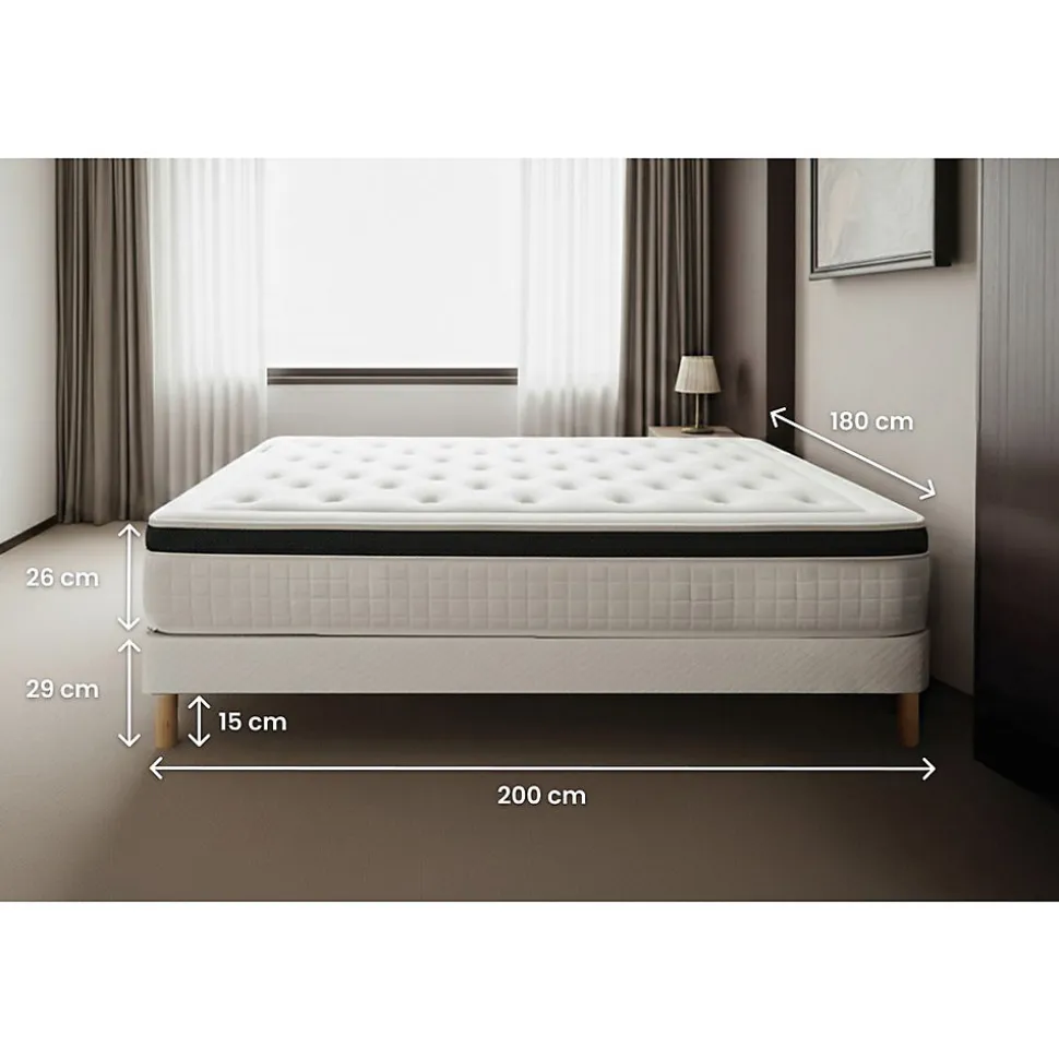 Ensemble Mémoire de forme de confort Equilibré avec sommier kit