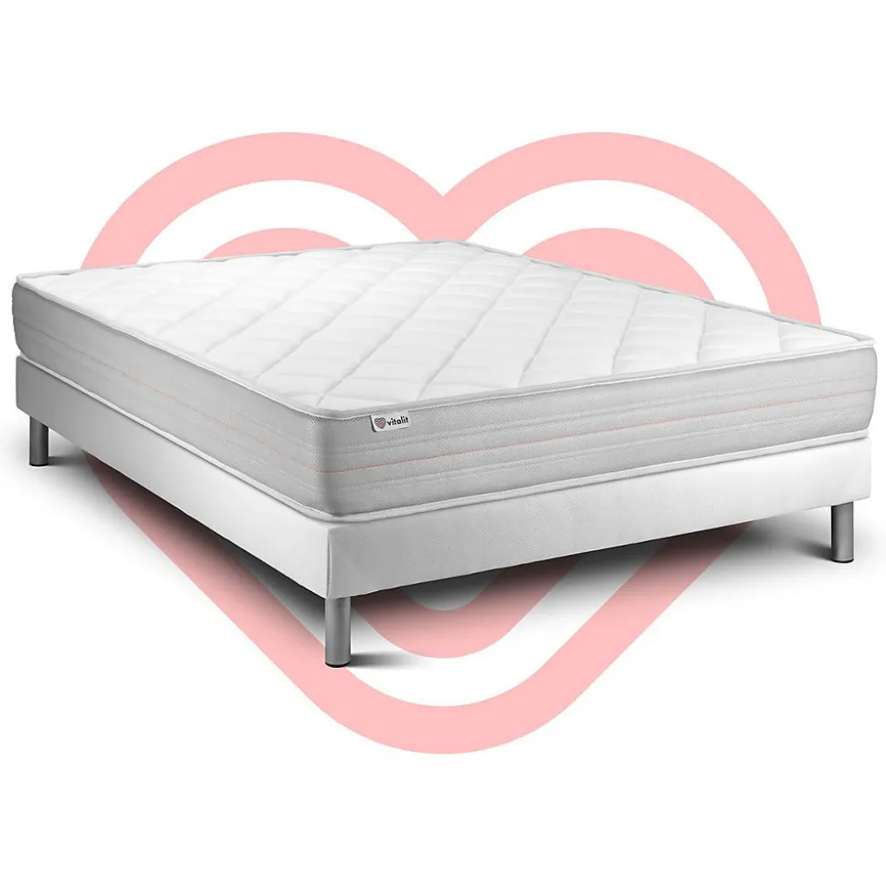 Ensemble Mousse polyuréthane à mémoire de forme de confort Ferme avec sommier tapissier