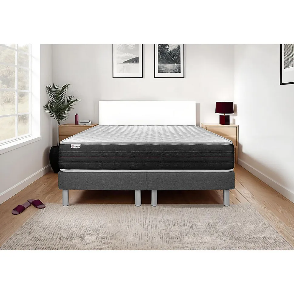 Ensemble Mousse polyuréthane à mémoire de forme de confort Ferme avec sommier tapissier