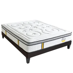 Ensemble Reina 2.0 160x200 cm Matelas Ressorts ensachés + Sommier Bois
