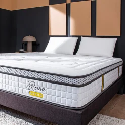 Ensemble Reina 2.0 160x200 cm Matelas Ressorts ensachés + Sommier Bois