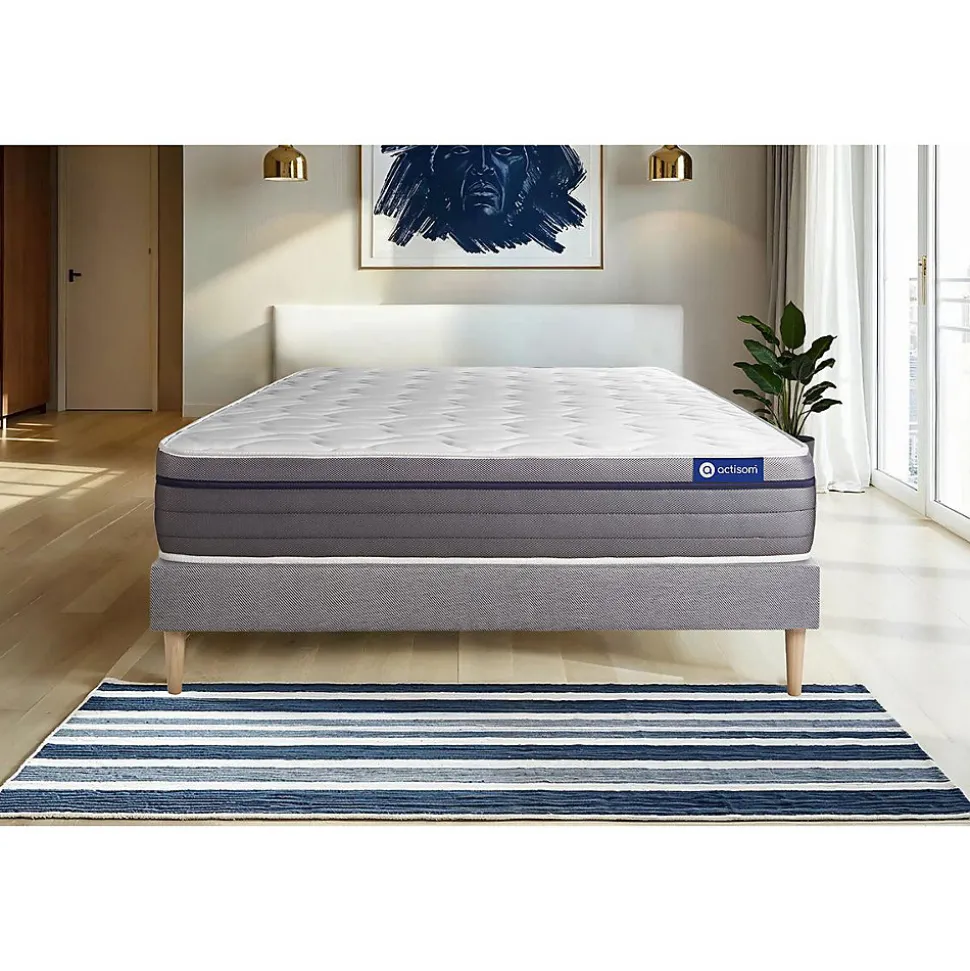Ensemble Ressorts ensachés et mémoire de forme de confort Equilibré avec sommier kit