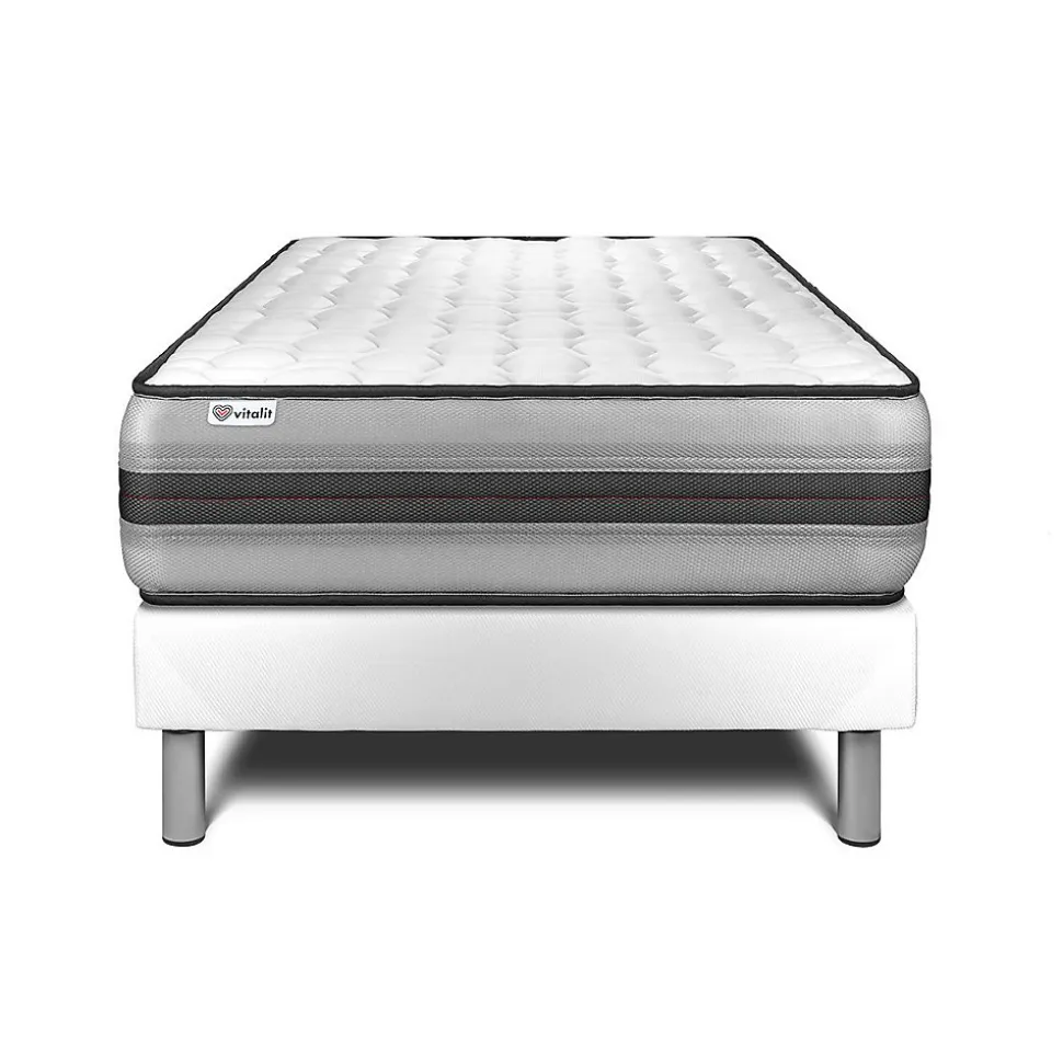 Ensemble Ressorts ensachés et mémoire de forme de confort Equilibré avec sommier kit