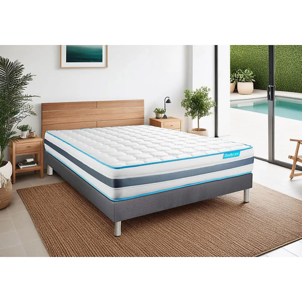 Ensemble Ressorts ensachés et mémoire de forme de confort Equilibré avec sommier kit