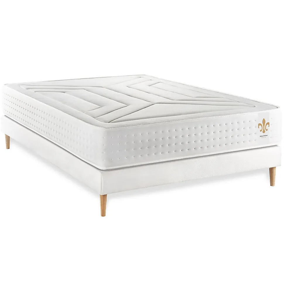 Ensemble Ressorts ensachés et mémoire de forme de confort Ferme avec sommier tapissier