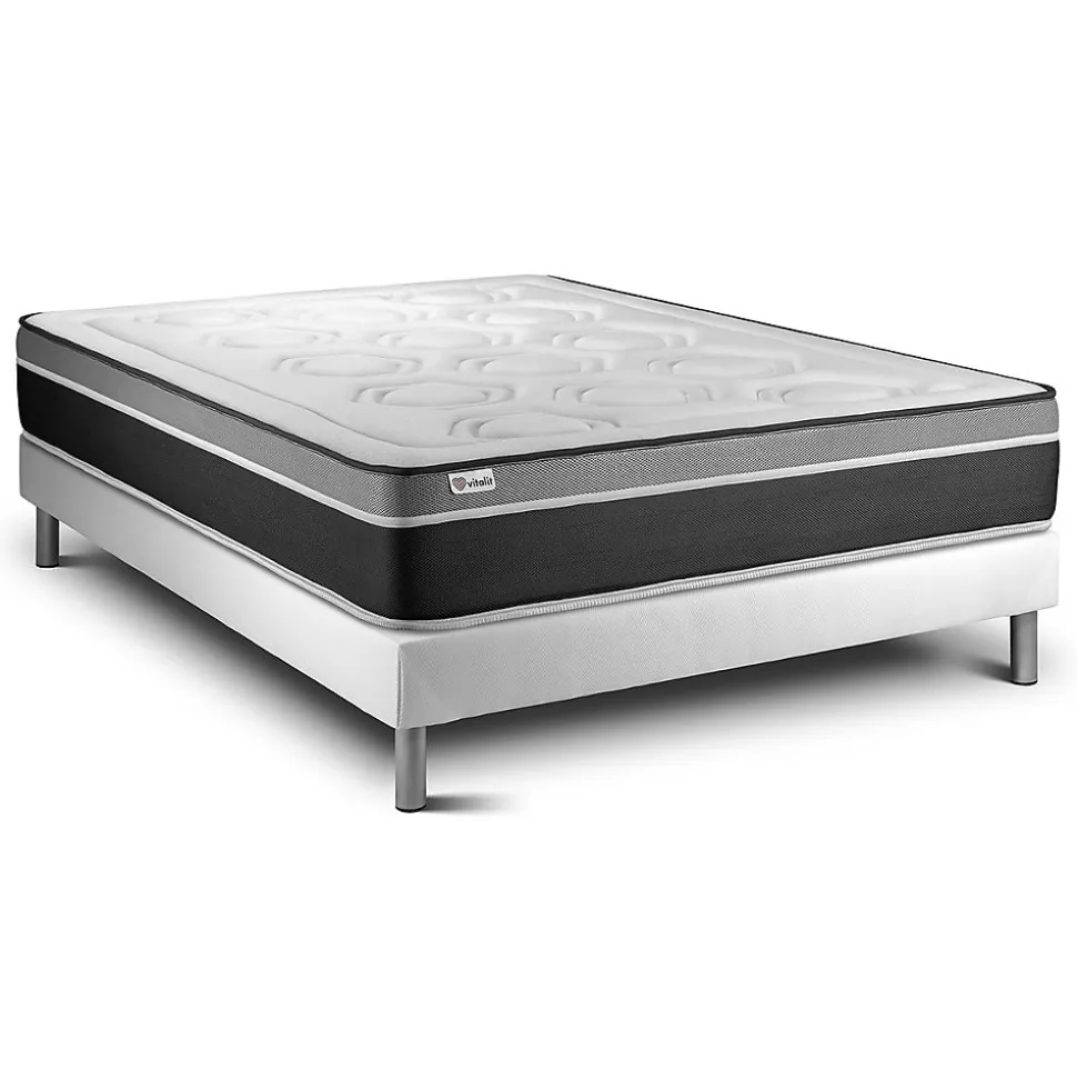 Ensemble Ressorts ensachés et mémoire de forme de confort Equilibré avec sommier kit