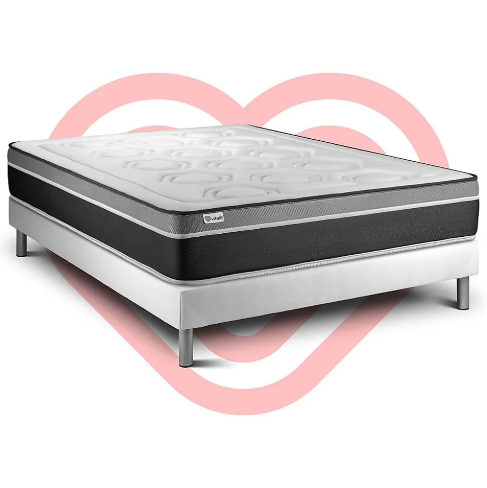 Ensemble Ressorts ensachés et mémoire de forme de confort Equilibré avec sommier kit