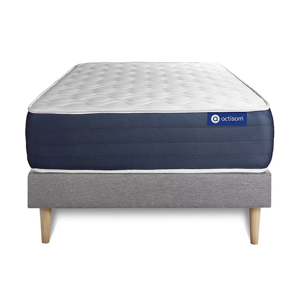 Ensemble Ressorts ensachés et mémoire de forme de confort Equilibré avec sommier kit