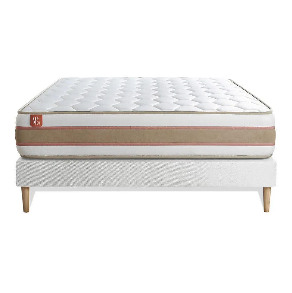 Ensemble Ressorts ensachés et mémoire de forme de confort Equilibré avec sommier kit