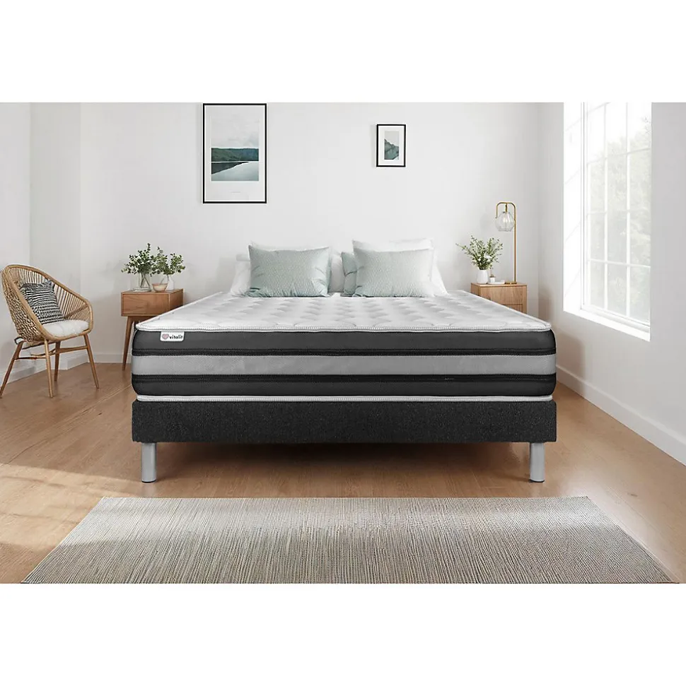 Ensemble Ressorts ensachés et mémoire de forme de confort Ferme avec sommier tapissier