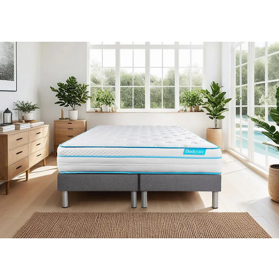 Ensemble Ressorts ensachés et mémoire de forme de confort Ferme avec sommier tapissier