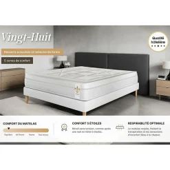 Ensemble Ressorts ensachés et mémoire de forme de confort Equilibré avec sommier tapissier