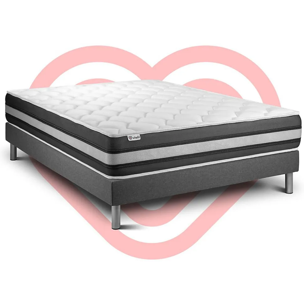 Ensemble Ressorts ensachés et mémoire de forme de confort Ferme avec sommier tapissier