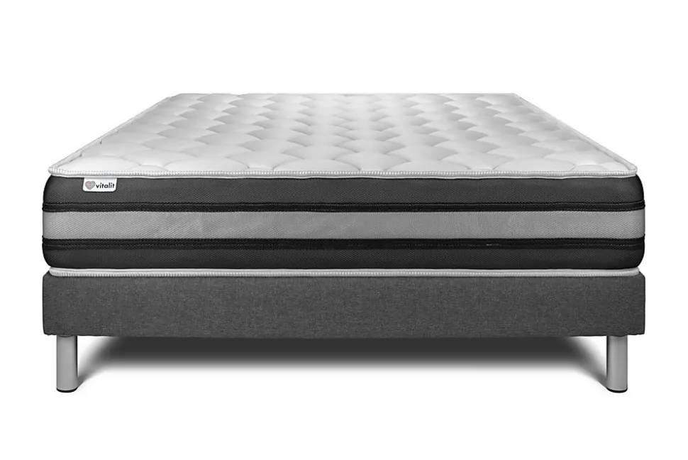 Ensemble Ressorts ensachés et mémoire de forme de confort Ferme avec sommier tapissier