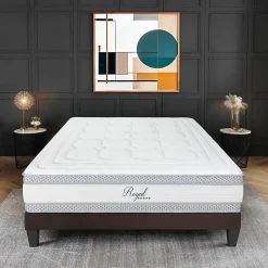 Ensemble Royal 5 Etoiles 90x190 cm Matelas Mousse + Sommier Bois
