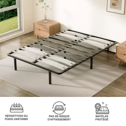 Ensemble 140x190 cm Matelas double en mousse de 17 cm + sommier à lattes