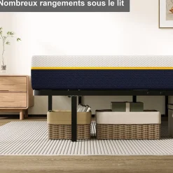 Ensemble 140x190 cm Matelas double en mousse de 17 cm + sommier à lattes