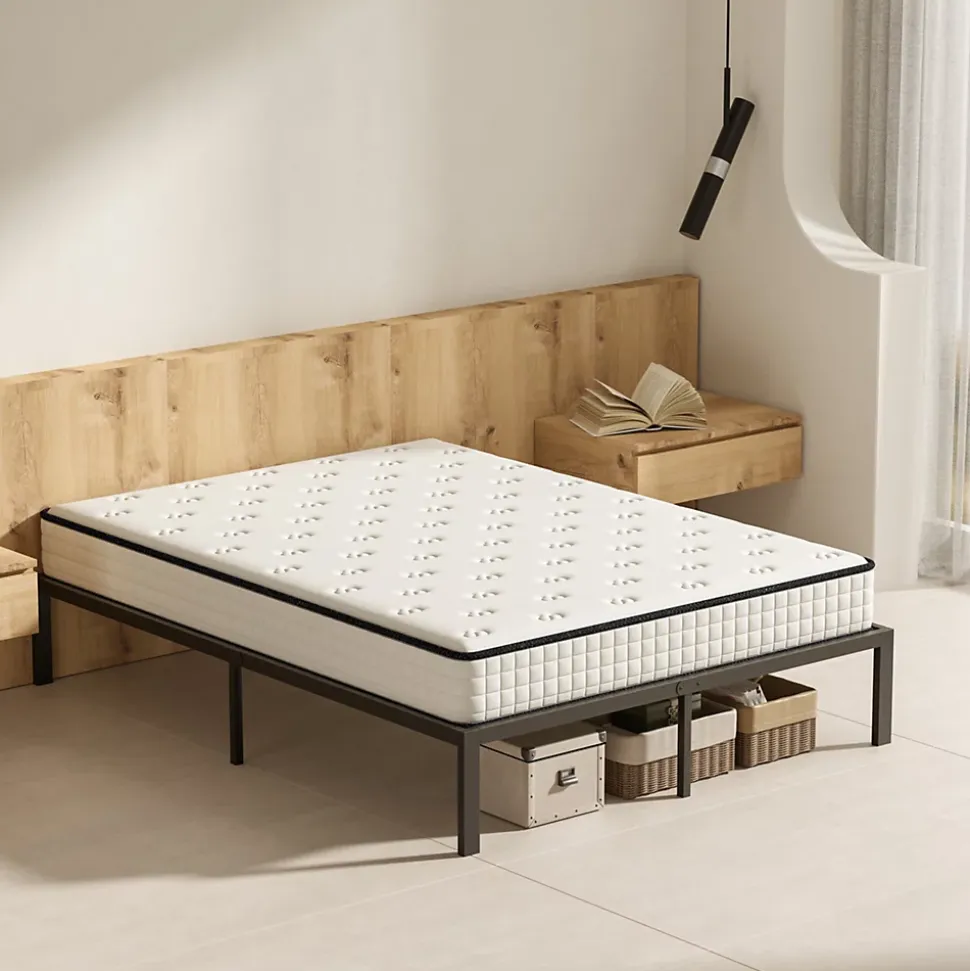 Ensemble 140x190 cm Matelas en mousse de 22 cm d'épaisseur + cadre de lit en métal