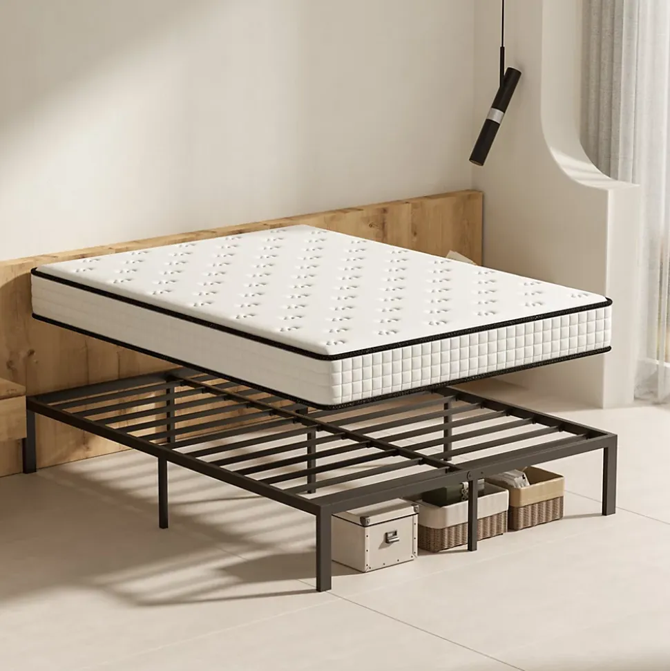 Ensemble 140x190 cm Matelas en mousse de 22 cm d'épaisseur + cadre de lit en métal